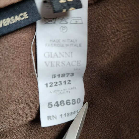 Versace Brown Skirt L Silk Viscose IT46 | US12 Solid Tailored Fit - Picture 9 of 9